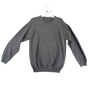 Izod Gray Pullover Argyle Knit Sweater Men's XL Cotton Logo Preppy Casual Heavy